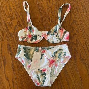 NWT floral high waisted bikini set